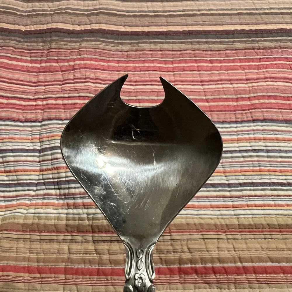 Vintage Springtime Stainless Japan Serving Spoon Ladle Unique Cut Out Serving